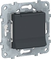 Розетка с заземлением без рамки Schneider Electric Unica New 1-м. крышка шторки IP40 антрацит